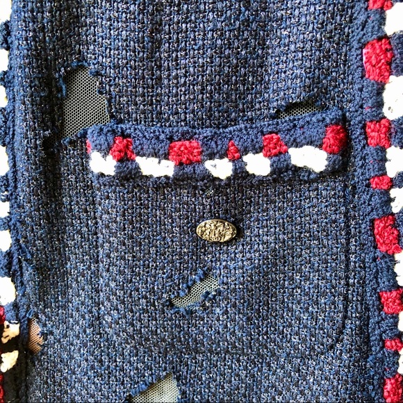 CHANEL dark blue mesh cutout coat - Picture 6 of 9